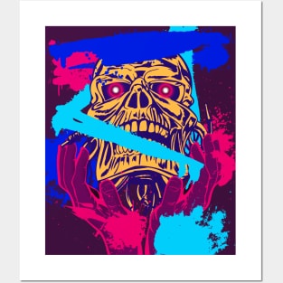 Skull spray paint splashs Posters and Art